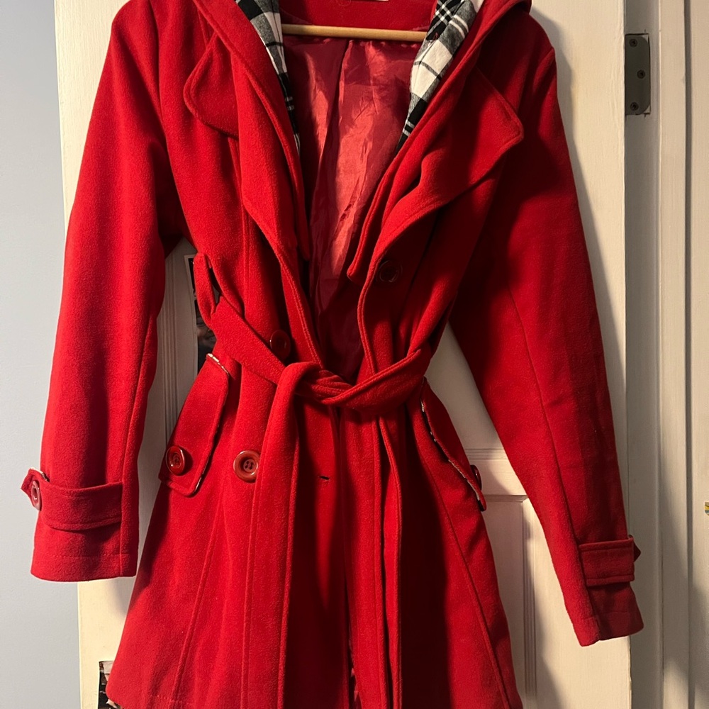 Women's Red Double-Breasted Coat
